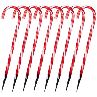 Northlight Candy Cane 8 Function Christmas Outdoor Pathway Markers - Set of 8