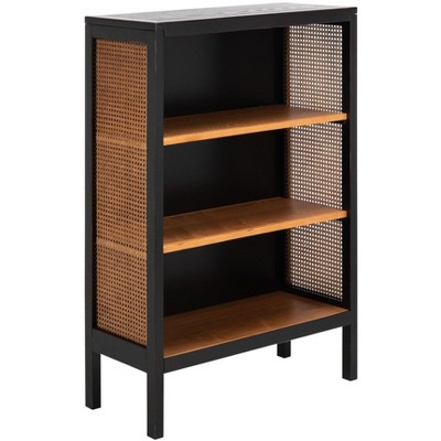Franz Black Wood and Natural Cane 3-Tier Etagere - 52" L