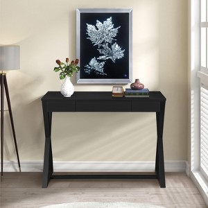 Okak 42IN Elegent Office Desk with X-Shape Legs, Standing Desk with Storage Drawers, Writing Desk for Office, Study, Reading Room - 1 of 4