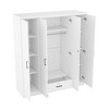 TIRAMISUBEST 4-Door Wardrobe with 1 Storage Drawer and Hanging Rod, Modern Bedroom Armoire Closet with Storage Shelves - 4 of 4