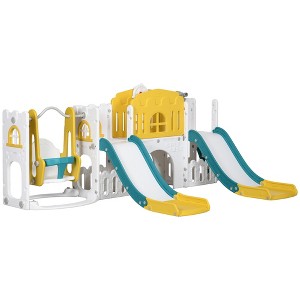 Yinvani 8 in 1 Toddler Slide and Swing Set with 2 Slides, for Ages 1-3 - 1 of 4