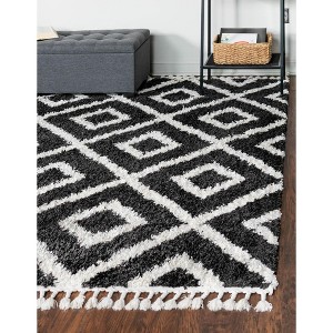 Unique Loom    Hygge Shag Diamond Area Rug - 1 of 4