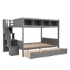 NicBex Twin over Full Bunk Bed Pine Bed Frame with 2 Drawers, Shelves, Guardrails and Convertible Storage Stairs, No Box Spring Required - 3 of 4