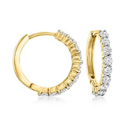 Ross-Simons 1.00 ct. t.w. Diamond Hoop Earrings in 14kt Yellow Gold