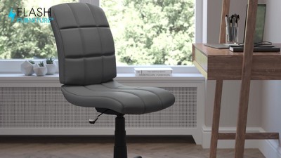 Sleek Modern Gray Vinyl Armless Swivel Task Chair