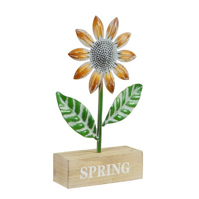 VIP Metal 12.5 in. Green Flower Tabletop Decor