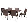 Thompson 7pc Wicker Patio Dining Set with Cushions - Brown - Christopher Knight Home: Weather-Resistant, 6 Arm Chairs, Galvanized Steel Hardware - 2 of 4