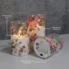 LumaBase Battery-Operated Glass Hurricanes with Floral Design - Set of 3 - 3 of 4