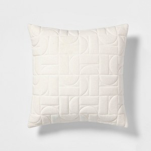 Quilted Geo Square Throw Pillow White - Project 62