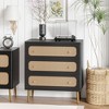 JIONJOY Black Weave 3-Drawer Dresser - Fully Assembled Rattan & Wood Storage Cabinet with Antique Brass Hardware - 4 of 4