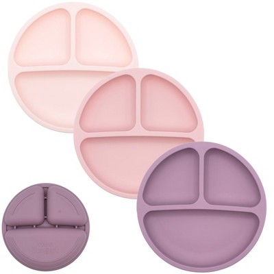 WeeSprout Toddler Plates, Silicone Divided Dishes for Toddlers and Kids, BPA-Free, 3 Pack