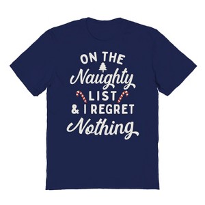 Rerun Island Men's Christmas On The Naughty List Short Sleeve Graphic Cotton T-shirt - 1 of 1