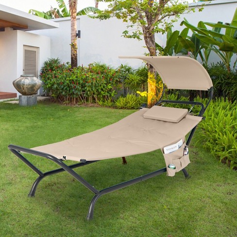 Garden sun outlet lounger with canopy