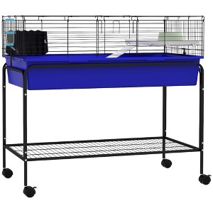 PawHut Two-Story Small Animal Cage Removable from Stand, Guinea Pig, Hedgehog, Chinchilla, Ferret, Shelf & Wheels - 1 of 4