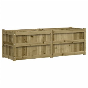 vidaXL Raised Flower Bed Rectangular Garden Planter - Outdoor Patio Flower Box - Brown Impregnated Pinewood - 59.1" x 19.7" x 19.7" - 1 of 4
