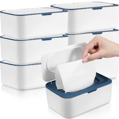 6 Pack Baby Wipes Dispenser with Lids, Refillable Container with Sealing Design for Bathroom and Nursery