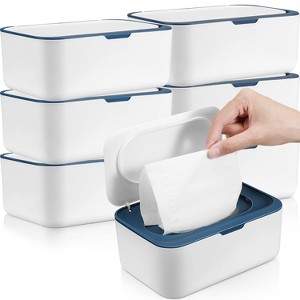 6 Pack Baby Wipes Dispenser with Lids, Refillable Container with Sealing Design for Bathroom and Nursery - 1 of 4