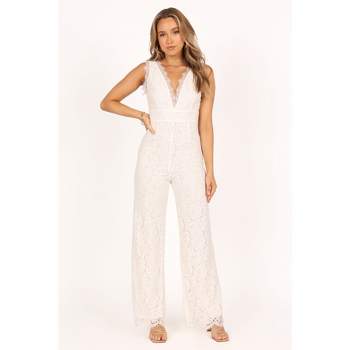 Women's Thin Straps Ruching Smocking Lace Jumpsuit - Cupshe-s-white ...