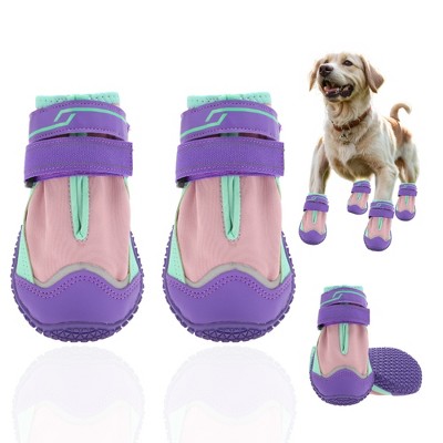 Unique Bargains Waterproof Dog Shoes Dog Boots Paw Protectors 4pcs Purple 6 width 2.36inch For 55 66 Lbs Target