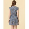 INSPIRE CHIC Women's V-Neck Ruffle Cap Sleeve A-Line Floral Chiffon Dress - 4 of 4