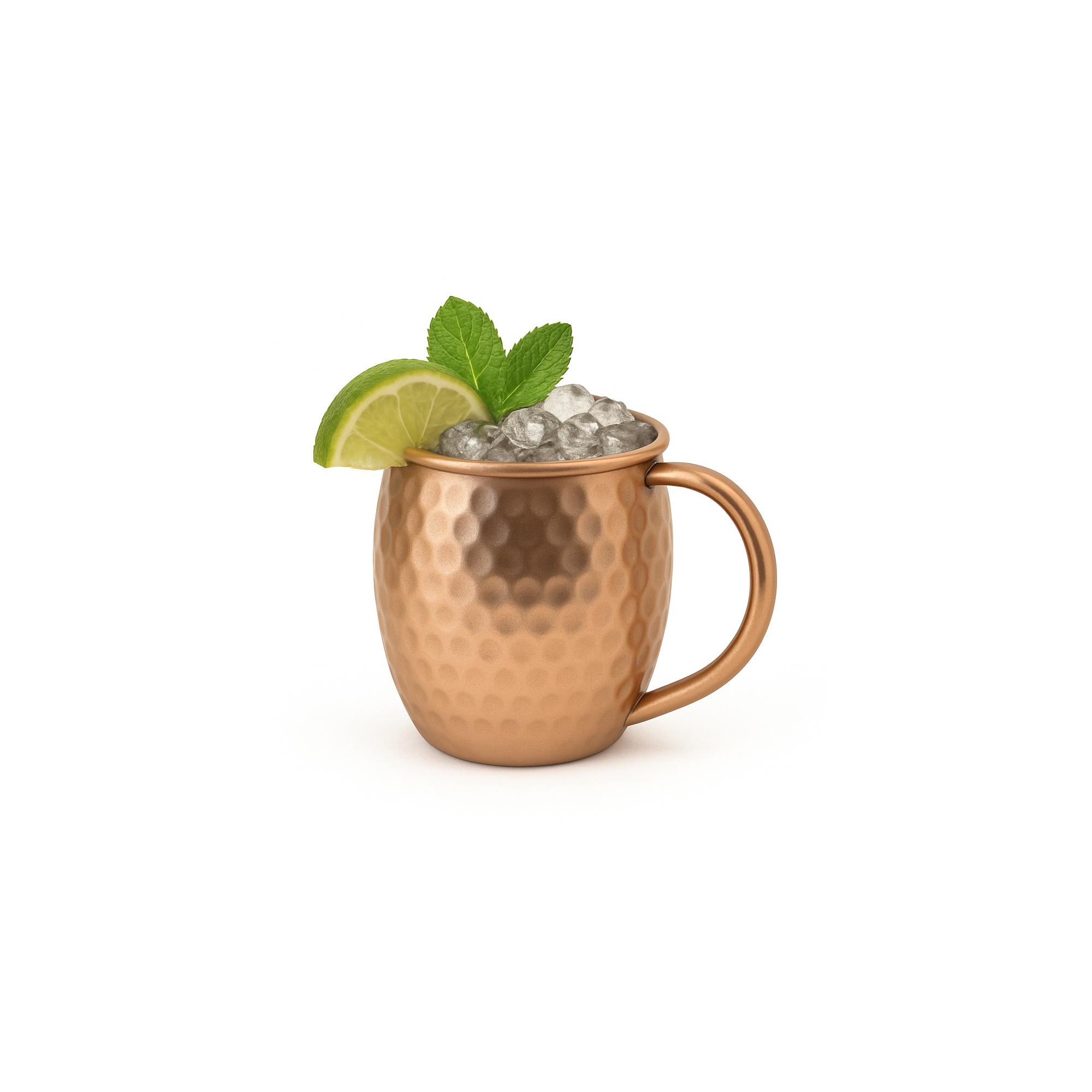 Modern Home Handmade 16oz Solid Copper Mule Mug – Barrel Shaped Mug with Copper Handle & Hammered Texture (Single)