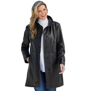Woman Within Plus Size Leather Swing Coat - 1 of 4