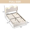Coolmee Twin/Full Upholstered LED Bed Frame with Storage Drawers, Girls Bed with Flower Headboard, Boucle Princess Platform Bed for Kids/Girls - 2 of 4