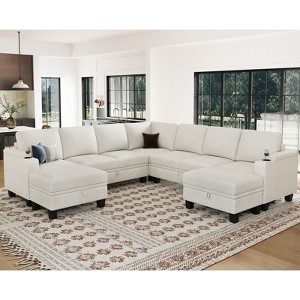 Belffin Chenille U-Shaped 8-Seater Modular Sectional - Convertible Sofa with Hidden Storage & Tool-Free Assembly - 1 of 4