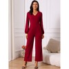 Seta T Women's V Neck Long Sleeve High Waist Wide Leg Casual Jumpsuits with Pockets - 4 of 4
