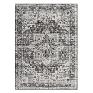 Washable Vintage Rug Non Slip Low Pile Rug Soft Medallion Throw Floor Cover Foldable Indoor Carpet for Living Room Bedroom Playroom Nursery - 1 of 4