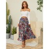 Women's Chiffon High Waist Pleated Maxi Skirt - Flowy A-Line Flared Long Skirt Floral1 - 2 of 4