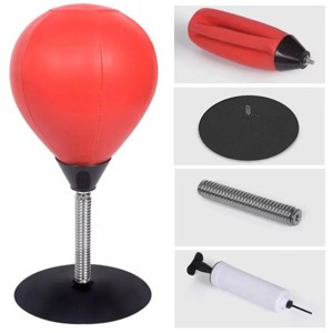 JuzToys 36cm Adjustable Desktop Punching Bag Stand – Stress Relief Gifts Boxing Bag Speed Ball, Heavy Duty Boxing Toy with Strong Suction Cup – Red - 1 of 4