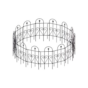 Dolonm 32" High 7-Panel Metal Garden Fence - 20.4ft Dog Barrier, Galvanized Rustproof, No Tools Movable Edging - 1 of 4
