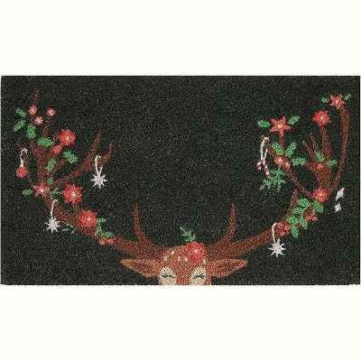 Folkulture Christmas Door Mat | Reindeer Door Mats | 16 x 28 Inch Welcome Matt or Doormat for Home Entrance | Durable & Anti Slip Coir Door Mats