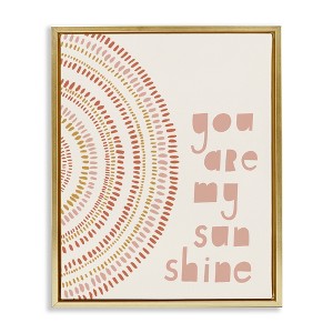 Stupell Industries You're My Sunshine Motivational Phrase Boho Stripe Circle Floating Frame Canvas Art, Gold, 17" x 21" - 1 of 4