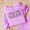 Simply Sage Market I Speak Fluent Sarcasm Lightweight Garment Dyed Sweatshirt - L - Neon Violet - 3 of 4