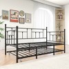 Gulches Twin Size Victorian Style Metal Daybed with Trundle 350 Lbs Daybed 250 Lbs Trundle No Box Spring Needed Black for Guest Room Bedroom - 4 of 4