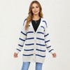 Anna-Kaci Women's Long Sleeve Striped Knit Button Front Cardigan with Soft Textured Feel and Relaxed Drop Shoulder Fit - 2 of 4