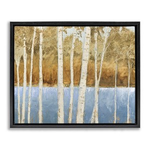 Stupell Industries Birch Tree Lake Blue Brown Floating Frame Canvas Art - 1 of 4