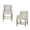 Upholstered Counter Stool Set of 2, Almond Finish with Hickory Veneers, Soft Polyester Fabric, Metal Stretcher, Web Seating Support - 3 of 4