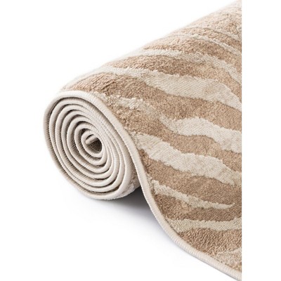 Ivory Beige Abstract Easy-Care Rectangular Rug