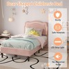 Twin Size Velvet Princess Platform Bed Frame, Adjustable Bear Headboard, Wooden Slats Support, No Box Spring Needed, Easy Assembly - 3 of 4