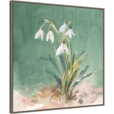 Soft Dewdrops Botanical Canvas Print with Float Frame