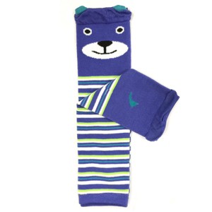 Wrapables Animals and Fun Colorful Baby & Toddler Leg Warmers, Blue Bear - 1 of 2