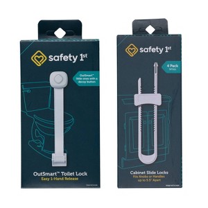 Safety 1st Cabinet Slide Locks 4pk + Outsmart Toilet Lock White - 1 of 4