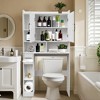 Over The Toilet Storage Cabinet, Bathroom Above Toilet Cabinet Organizer with Paper Holder, Freestanding Toilet Rack with Adjustable Shelves - 2 of 4