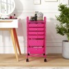 Tangkula 6 Drawer Scrapbook Paper Organizer Rolling Storage Cart for Office School Pink - 4 of 4