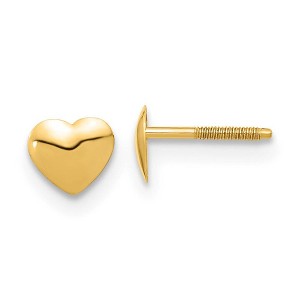 Black Bow Jewelry Kids 6mm Polished Heart Screw Back Earrings in 14k Yellow Gold - 1 of 4