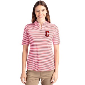 Cleveland Guardians1 Cutter & Buck Virtue Eco Pique Stripe Recycled Womens Top - 1 of 1