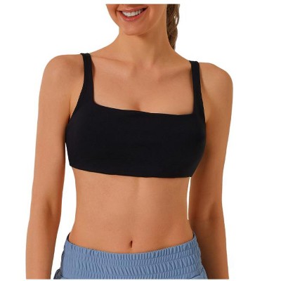 Clearlove Spaghetti Strap Sport BH's voor Vrouwen roVierkante Hals Yoga Draadloze BH Gewatteerde Cami Crop Top